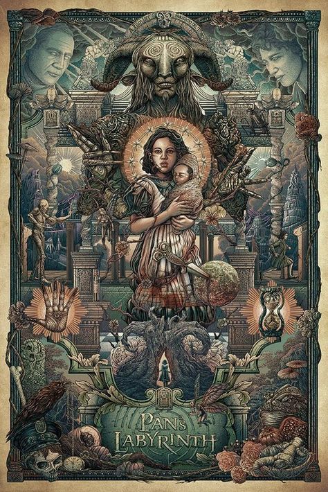 Pagan Esoterica: The Ram, Ovaries, Divine Feminine, Baphomet and Goddess Movements – All Truth Exposed | Freemasonry to Symbology to Kabballa, Exposing Reality Labyrinth Poster, Pan's Labyrinth, Art Hippie, Poster Minimalist, Alternative Movie Posters, Movie Poster Art, Film Art, Arte Fantasy, Beautiful Posters