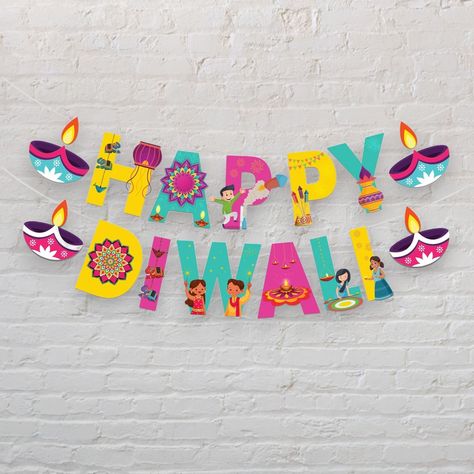 Happy diwali banner bunting diy hanging decorations Happy Diwali Banner Design, Diwali Selfie Frame, Happy Diwali Design, Diwali Decoration Items At Home Diy, Diwali Photo Booth Ideas, Diwali Soft Board Decoration, Diwali Wall Decorations At Home, Diwali Display Board Ideas, Diwali Theme Decoration