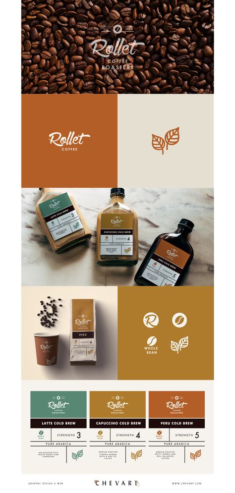 Rollet Coffee Branding, Malu ONeill, Chevart Design Brand Identity Design Coffee, Coffe Brand Ideas, Cafe Shop Logo Design, Coffee Shop Logos Ideas Inspiration, Bear Coffee Logo, Coffee Logo Design Ideas Graphics, Coffee Brands Logo, Coffe Logos Design, Coffee Shop Visual Identity