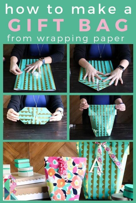 Bag From Wrapping Paper, Make A Gift Bag, Homemade Gift Bags, Wrapping Tips, How To Make A Gift Bag, Wrapping Inspiration, Paper Bag Gift Wrapping, Gift Wrapping Techniques, Gift Bags Diy