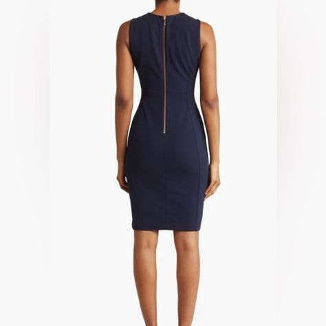 Calvin Klein Navy Blue with Gold Zip Sheath Dress Size 8 Sheath Dress, Calvin Klein, Navy Blue, Dress Es, Dresses Skirts, Navy, Outfit Inspo, Plus Fashion, Fashion Design