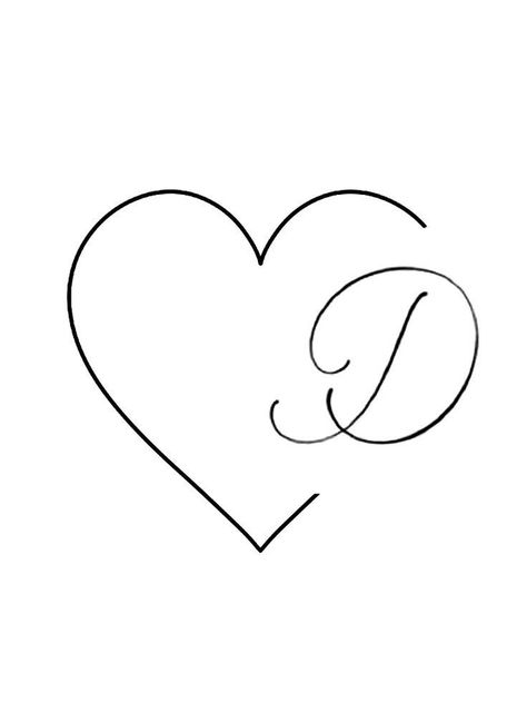 D Heart Tattoo, D Tattoo Initial Heart, Heart Stencil Tattoo, Boyfriend Initial Tattoo, D Tattoo Initial, D Initial Tattoo, D Letter Tattoo, Letter D Tattoo, Boyfriend Name Tattoos