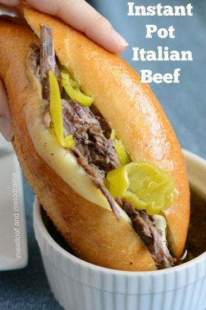 Instant Pot Italian Beef Sandwiches -- quick and easy recipe for Italian beef with pepperoncini peppers. Recipe uses no seasoning packets but makes the best hot dip beef in a little more than 1 hour! #instantpot #instantpotrecipes #beef #easyrecipe #italianbeef Instapot Italian Beef Sandwiches, Italian Beef Recipes Instant Pot, Instant Pot Italian Beef Sandwiches, Rump Roast Instant Pot Recipes, Italian Beef Instant Pot, Best Hot Dip, Instant Pot Italian Beef, Italian Beef Recipe, Italian Roast Beef