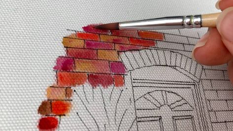 Watercolor embroidery - 7 things you should know - Charles and Elin How To Watercolor Embroidery, Embroidery With Watercolor, Watercolour And Embroidery, Christmas Watercolours, Watercolor On Fabric, Watercolour Embroidery, Watercolor Embroidery, Quilt Techniques, Embroidered Photo