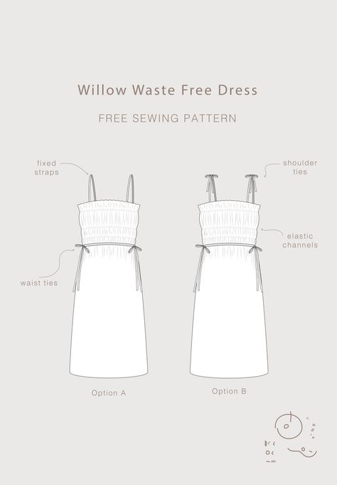 Willow Waste Free Dress Sewing Pattern – Common Stitch. Free Dress Sewing Pattern, Zero Waste Sewing, Willow Dress, Dress Sewing Patterns Free, Free Dress, Sewing Projects Clothes, Dress Patterns Free, Free Sewing Pattern, Waste Free