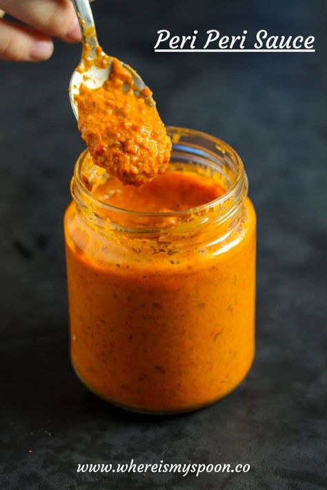 Hot, homemade peri peri sauce to add heat and flavor to your everyday dishes. This easy-to-make spicy sauce is the perfect addition to lots of dishes. #whereismyspoon #periperisauce #nandosauce #southafricanfood #spicysauce #hotsauce #homemadesauce #homemadecondiment #foodblogger #foodblogrecipe Peri Peri Sauce Recipe, Cream Cheese Pasta, Peri Peri Sauce, Peri Chicken, Peri Peri Chicken, Homemade Condiments, Peri Peri, Everyday Dishes, South African Recipes