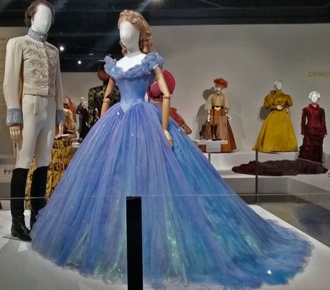 Cinderella at the 24th Art of Motion Picture Costume Design exhibition, FIDM Museum & Galleries Cindrella Frock Design, Cinderella Ballgown, Disney Princess Dress, Quinceñera Dresses, Cinderella Dress, Quinceanera Dresses Blue, Pretty Quinceanera Dresses, Design Exhibition, Fancy Wedding Dresses