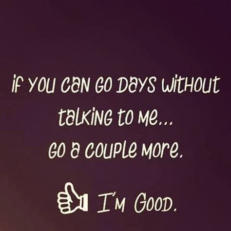 should be if I can go a couple of days without talking to YOU..I can go a couple more. DAY 21 WOOP WOOP. just hardest thing ever...come on new habit 30 days lol Silence Quotes, The Words, Great Quotes, True Quotes, Relationship Quotes, Favorite Quotes, Wise Words, Quotes To Live By, Just In Case