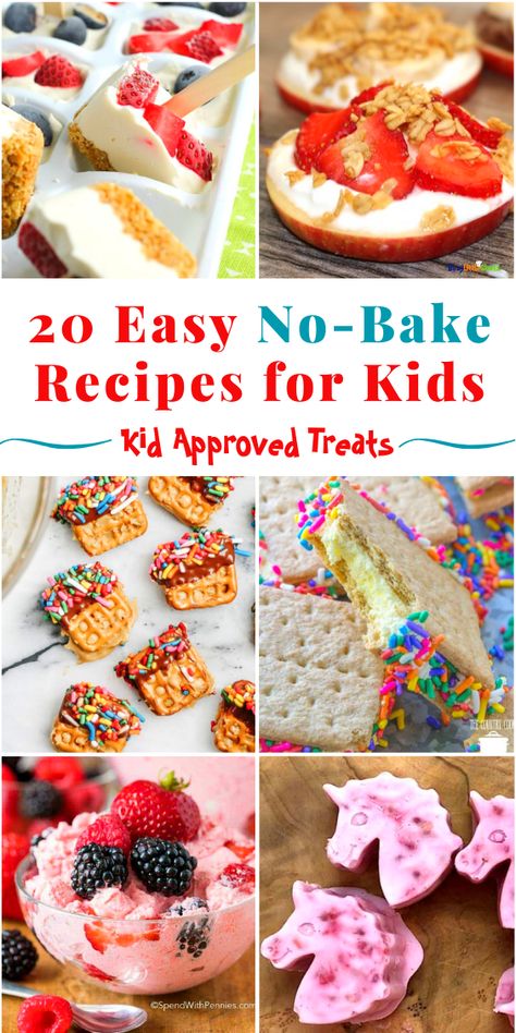 No Bake Recipes For Kids, Easy No Bake Recipes, Recipes For Kids To Make, No Bake Recipes, Preschool Cooking, Baking Recipes For Kids, Easy Snacks For Kids, Resepi Biskut, Kids Cooking Recipes