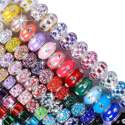 Amazon.com: Aipridy 110 Pieces Lucky Beads Lover Pearls and Glass Rhinestones Amber Beads, Large Hole Spacer Beads European Craft Beads fit DIY Charms Bracelet Jewelry Making (Rainbow 11 color) Craft Beads, Diy Charm Bracelet, Charms Bracelet, Amber Beads, Diy Charms, Amazon Art, Bracelet Jewelry, Sewing Stores, Bead Crafts