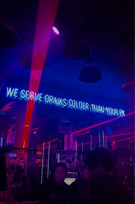 Neon Club Sign, Pub Captions For Instagram, Nightclub Bartender Aesthetic, Neon Nightclub Aesthetic, Club Ideas Nightclub, Club Pictures Night, Neon Bar Aesthetic, Dark Bar Aesthetic, Club Names Ideas