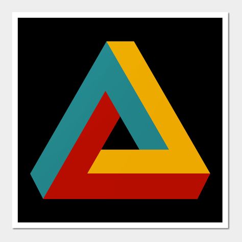 Aesthetic Triangle Art, Oscar Reutersvärd, Optical Illusions Drawings, Illustrator Ideas, Roger Penrose, Impossible Triangle, Impossible Shapes, Penrose Triangle, 3d Triangle