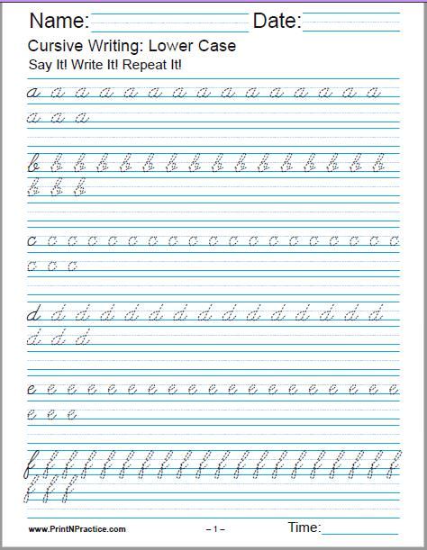 5 Printable Cursive Writing Worksheets with the Lower Case Alphabet. Cursive Handwriting Sheets, Free Printable Handwriting Worksheets, Cursive Practice Sheets, Cursive Letters Worksheet, Handwriting Cursive, Printable Handwriting Worksheets, Cursive Writing Practice Sheets, Cursive Worksheets, Cursive Handwriting Worksheets