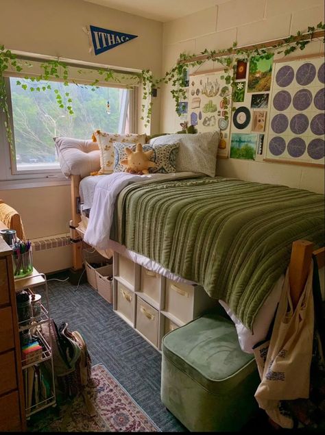 cozy dorm room  aesthetic cozy dorm room  aesthetic vintage cozy dorm room  aesthetic green cozy dorm room  aesthetic pink cozy dorm room  aesthetic blue cozy dorm room  aesthetic black Green College Dorm Aesthetic, Dorm Room Cozy Aesthetic, Black And Green Dorm Room, Green Dorm Room Aesthetic, Dorm Room Decor Green, Yellow Dorm Room Ideas, Cozy Dorm Room Aesthetic, Green Dorm Room Ideas, College Bedroom Ideas