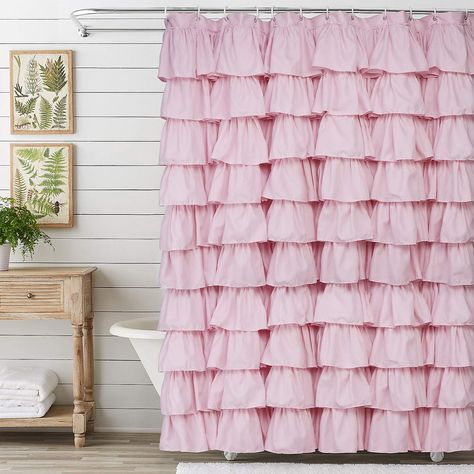 PRICES MAY VARY. Made of quick-drying polyester with 10 rows of ruffles for a delicate, romantic look Pink color gently softens sunlight in the bathroom while keeping it bright Comes with 12 rust-resistant metal grommets and hooks for easy hanging Lightweight but strong enough to hang straight and prevent blowing out Machine washable for easy care Pink Ruffle Shower Curtain Farmhouse Rustic Fabric Cloth Shower Curtains for Bathroom Ruffle Shower Curtain, Shower Curtain Farmhouse, College Bathroom, Curtains For Bathroom, Ruffle Shower Curtains, Cute Shower Curtains, Ruffle Curtains, Farmhouse Shower Curtain, Cloth Shower Curtain