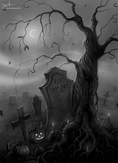 Graveyard Artwork, Graveyard Painting, Halloween Graveyard, Halloween Artwork, Halloween Tags, Halloween Scene, Wallpaper Tumblr, Halloween Illustration, Halloween Painting