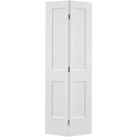 Logan | Molded Heritage Series | Masonite White Bifold Doors, Bifold Door Hardware, Bifold Door, Bifold Closet Doors, Prehung Doors, Satin Nickel Hardware, Swinging Doors, Sliding Closet Doors, Transitional House