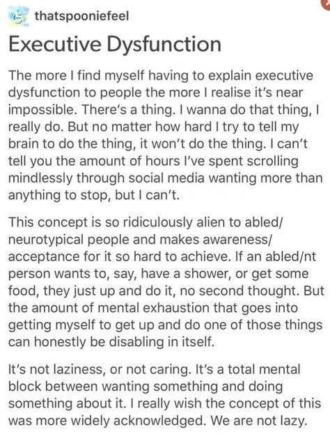 Executive Dysfunction, Fina Ord, Mental Disorders, Facebook Post, Burn Out, Mental And Emotional Health, Health Awareness, Mental Health Awareness, Psych