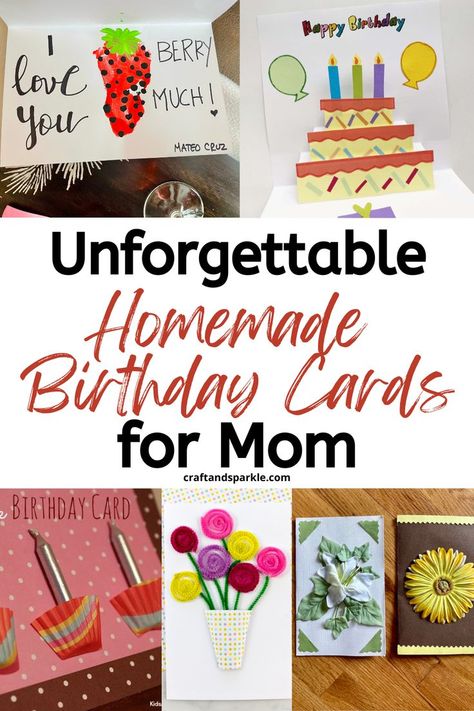 Birthday Cards For Mom Diy, Homemade Birthday Cards For Mom, Diy Birthday Cards For Mom, Pretty Edges, Happy Birthday Crafts, Homemade Birthday Card, Cards For Mom, Homemade Birthday Gifts, Free Printable Birthday Cards