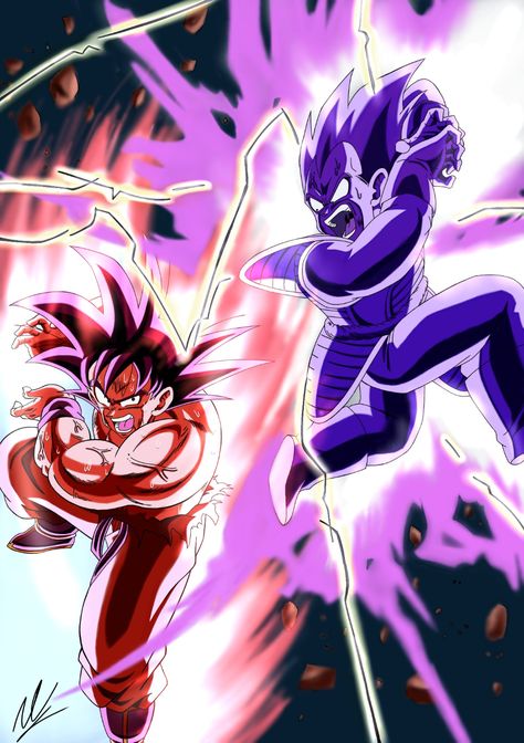 Vegeta furioso, decide explotar la Tierra con el Galick Gun, Goku nuevamente hace el Kaio Ken y lanza un Kamehameha, Vegeta Galick, Vegeta Kamehameha, Vegeta Artwork, Kamehameha Goku, Prince Vegeta, Saga Dragon Ball, Goku Y Vegeta, Goku Anime, Image Dbz