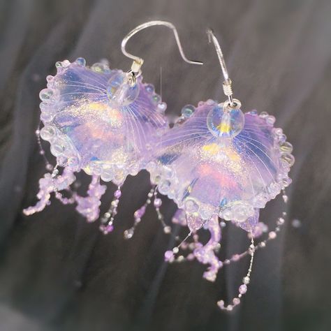 Jellyfish Earring, Jellyfish Accessories, Purple Jellyfish, Jellyfish Jewelry, Jellyfish Earrings, Jellyfish Art, Fish Earrings, Purple Birthday, Quirky Earrings