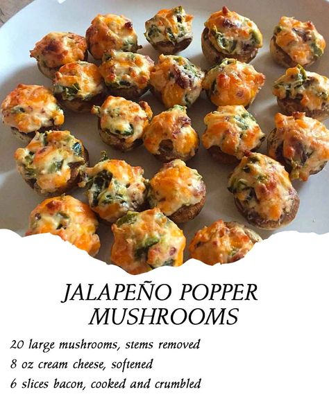 Jalapeño Popper Mushrooms Jalapeno Popper Appetizer, Mushrooms Stuffed, Football Friday, Garlic Cheddar, Diy Easy Recipes, Queso Cheddar, Crowd Pleasing Appetizers, Jalapeno Popper, Best Appetizer Recipes