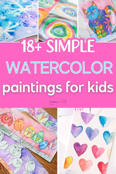 Ignite your child’s imagination and creativity by exploring these easy watercolor projects for kids. Whether your child is just starting to find the joy of painting or is the next big artist, our list will inspire their next masterpiece. Preschool Watercolor Art Projects, 1st Grade Watercolor Art, Easy Kids Watercolor Ideas, Water Color Kids Activities, Watercolor Lessons For Kids, Art For 5 Yrs Old, Watercolor Painting Ideas For Kids, 4th Grade Watercolor Art Lessons, Watercolor For Kindergarten