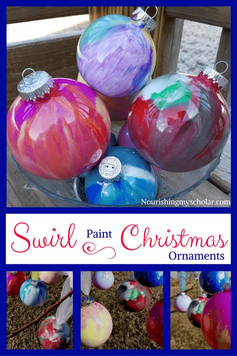 Swirl Paint Christmas Ornaments, also known as pour paint ornaments, are a fun and easy activity for children during the holidays. via @preciouskitty23 Pour Paint Ornaments, Paint Christmas Ornaments, Christmas Ball Ornaments Diy, Paint Ornaments, Paint Christmas, Neli Quilling, Pour Paint, Ornaments Homemade, Kids Christmas Ornaments