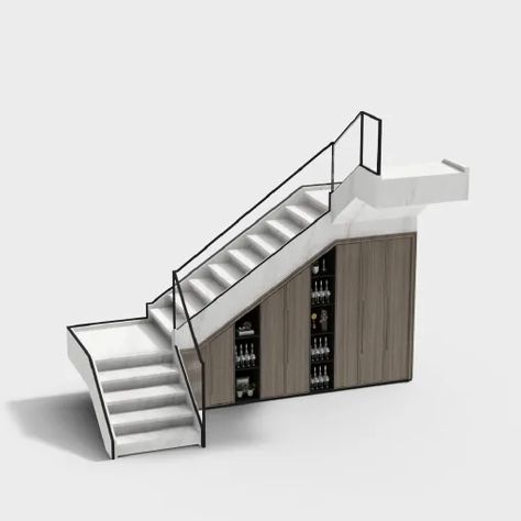 3d Stairs Design, Stairs In Plan Architecture, Stairs Model Architecture, Architect Model, Stairs Wall Design, Stairs 3d, 3d Stairs, How To Make Stairs, Section Model