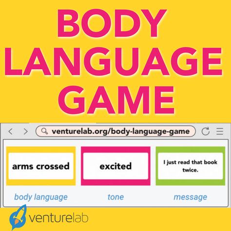 Discover the power behind your words with VentureLab's free Body Language Game! 🗣💬 Dive into the online game and realize how tone and body language can shape your message. Play now: https://rfr.bz/p6qtlyu #BodyLanguage #VentureLab #OnlineGame #Communication #PowerOfWords #FreeResource #LearnAndGrow #SpeakEffectively Family Therapy Activities, Mindful Communication, Communication Games, Free Teacher Resources, Games To Play With Kids, Social Skills Activities, Language Works, Nonverbal Communication, Church Activities