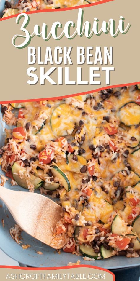 Rice Dinner Recipes Main Dishes, Vegetarian Skillet Recipes, Vegetarian Zucchini Recipes, Zucchini And Rice, Recipes With Zucchini, Black Bean And Rice, Zucchini Dinner Recipes, Bean And Rice, Zucchini Casserole Recipes