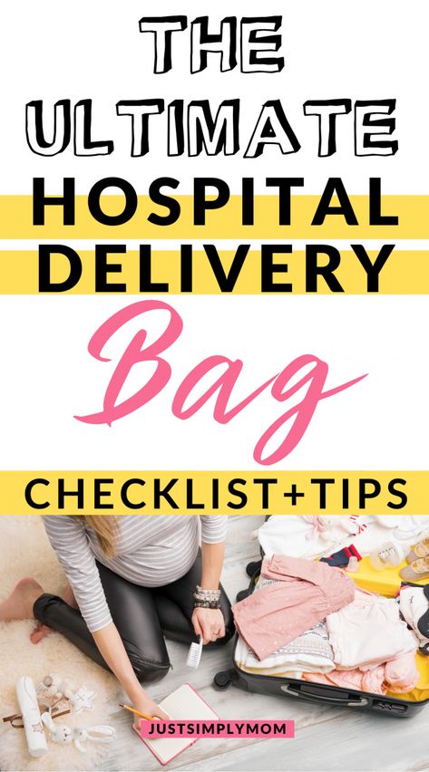 What You Need to Pack in a Hospital Bag With Printable Checklist - Just Simply Mom Simple Hospital Bag Checklist, Simple Hospital Bag, Hospital Bag C Section, Delivery Bag Checklist, Birth Hospital, Delivery Hospital Bag, Hospital Bag For Mom To Be, Packing Hospital Bag, Delivery Hospital