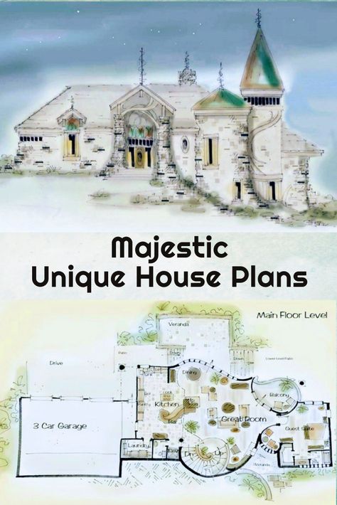 Unique House Plans // Designer homes // mcmansion // Dream Home // luxury home // luxury living // home design // home ideas // architecture // house // home // Unique House Plans // dream home ideas // home sweet home // architectual design // forever home // build your home. #luxuryhomes #dreamhomes #dreamhomeideas #home #homesweethome #uniquehouseplans #uniqueluxurystyle #mcmansion #house #building Turret House, Office With A View, Garage Room, Home Luxury, Unique House Plans, Copper Roof, Tudor House, Exterior Stone, Unique Houses