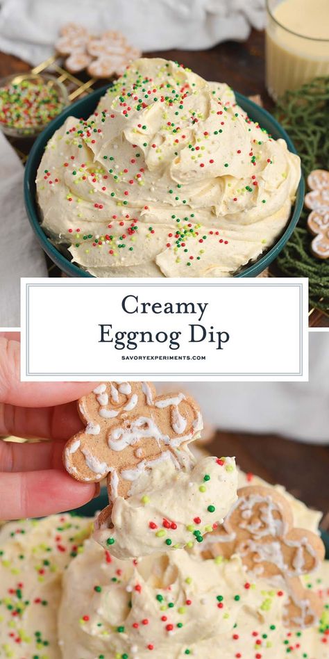 Rich, creamy and full of holiday flavor, this no-cook Eggnog Dessert Dip is perfect for parties and gatherings. Serve with cookies or fruit. Eggnog Dip, Cooked Egg Nog, Eggnog Dessert, Eggnog Fudge, Creamy Eggnog, Dessert Dip, Easy Puddings, Chocolate Graham Crackers, Dipped Cookies