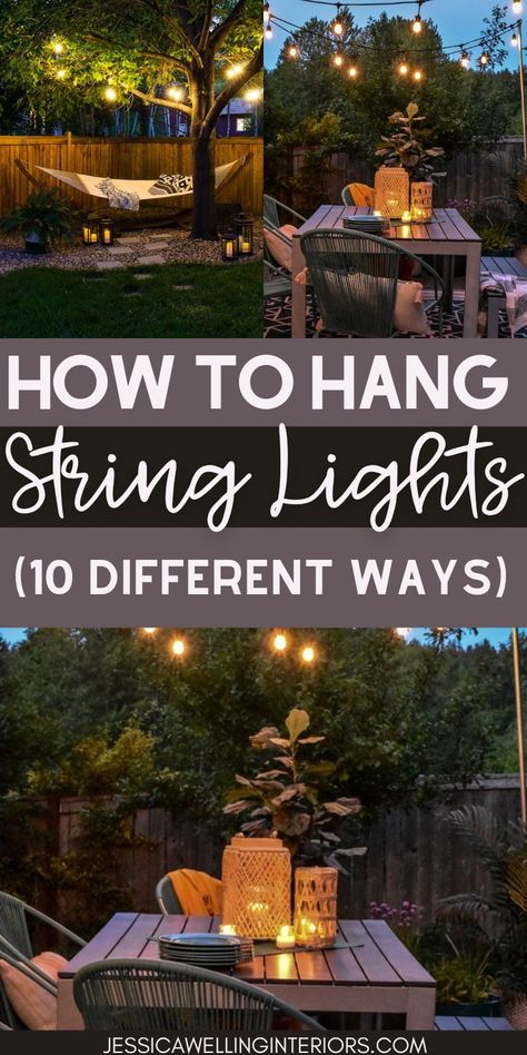 Yard String Lights, Porch String Lights, Deck String Lights, Hanging Patio Lights, Backyard String Lights, Outdoor String Lights Patio, Living Pool, Hanging Solar Lights, Diy String Lights