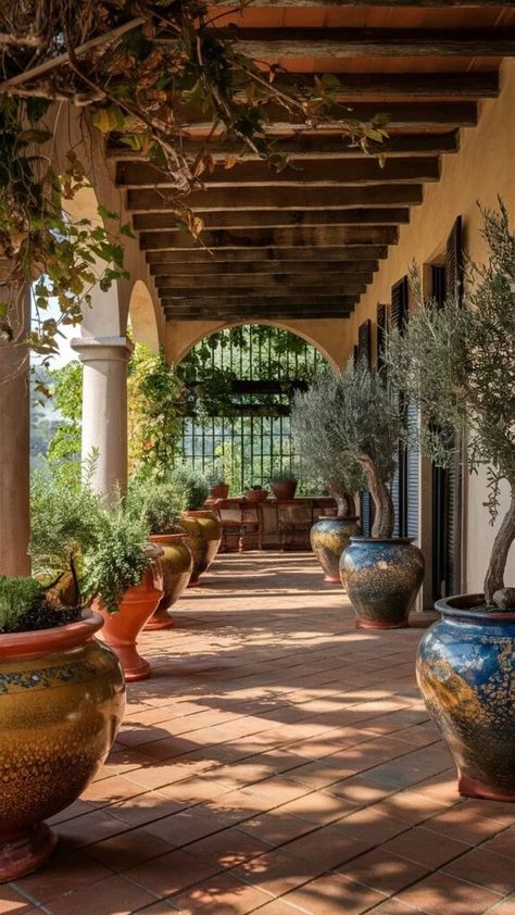 Transform Your Backyard: Creating a Stunning Tuscan Style Patio - The Garden Style Spanish Style Homes Backyard, Italian Style Backyard, Italian Outdoor Patio, Tuscan Style Patio, Tuscan Terrace, Grass Courtyard, Spanish Style Backyard, Spanish Backyard, Tuscan Style Decorating