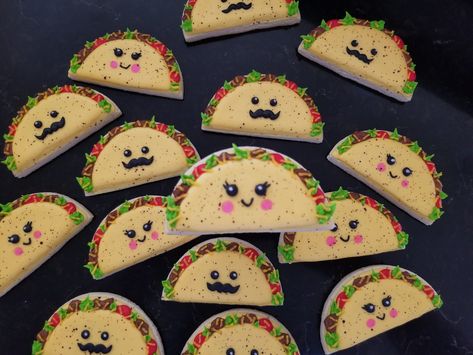 Mr and Mrs Taco Cookies Taco Cookies, Tacos Dorados, 36th Birthday, Decorated Sugar Cookies, Horse Treats, Cookie Desserts, Decorated Cookies, Sugar Cookies Decorated, Mr And Mrs