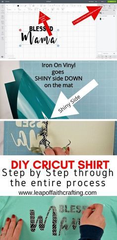 Learn how to use iron on vinyl or heat transfer vinyl to make a shirt with a step by step picture and video tutorial of the entire process from cricut design space to applying vinyl on a tshirt. Heat Transfer Vinyl Tutorial, Make T Shirts, Cricut Heat Transfer Vinyl, Iron On Cricut, Cricut Iron On Vinyl, Cricut Air 2, Cricut Explore Air Projects, Cricut Htv, Cricut Help