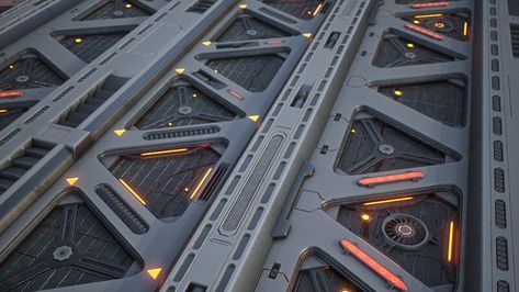 ArtStation - Sci Fi Wall Material - Substance Designer, Julian Brockmanns Sci Fi Environment Concept Art, Scifi Wall, Sci Fi Floor, Scifi Corridor, Scifi Environment, Scifi Interior, Sci Fi Wall, Sci Fi Building, Sci Fi Props