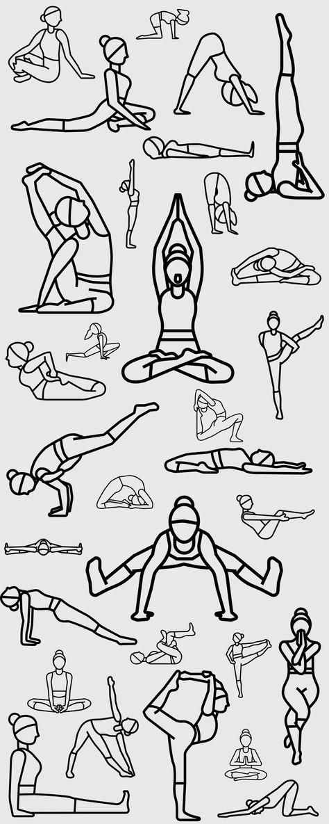 Yoga Pose Sketch Art, Drawing Of Yoga Poses, Yoga Prints Art, Yoga Poses Illustration Asana, Draw Yoga Poses, Yoga Assignment Front Page, Yoga Poses Sketch, Yoga Drawing Easy, Yoga Poses Drawing Art