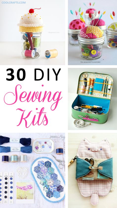 Need a new sewing kit? We have compiled a list of different 30 different DIY sewing kits that you can create from your home. Sewing Kits Diy, Sewing Kit Box, Sewing Kit Pattern, Sewing Kits, Sew Ins, Trendy Sewing, Diy And Crafts Sewing, Sewing Stitches, Sewing Box