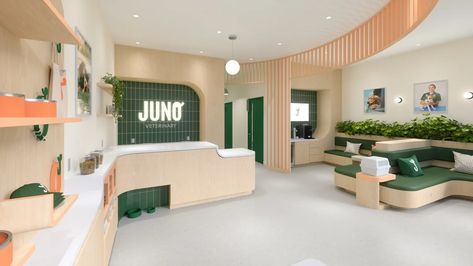 Toronto welcomes membership-based veterinary hospital Pet Store Design, Hospital Waiting Room, Waiting Room Design, Pet Cafe, Pet Vet, Hospital Design, Pet Clinic, Vet Clinics, Veterinary Hospital