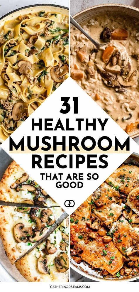 These unique and healthy mushroom recipes are packed with earthy flavors and are super healthy for you and your family. From stuffed mushrooms and tacos to bumper burgers, these dishes are all about showcasing these versatile fungi! Dinner With Mushrooms Healthy, Healthy Mushroom Dinner, Meals To Make With Mushrooms, Recipes With Baby Bella Mushrooms, Cooking With Mushrooms, Recipes With Mushrooms Healthy, Sliced Mushroom Recipes, Portabello Mushrooms Recipes, Mushroom Dinner Recipes