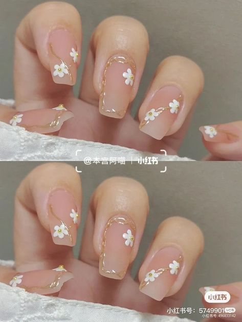 Chinese Wedding Nails, Chinese Gel Nails, Nails Ideas New Years, Korean Nail Art Short Nails, Short Japanese Nails, Douyin Nails Short, Asian Nail Designs, Chinese Style Nails, Spring Wedding Nails