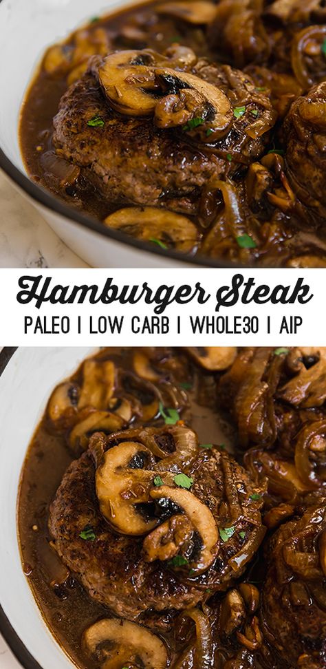 Hamburger Steak And Gravy, Paleo Menu, Unbound Wellness, Boiled Egg Diet Plan, Hamburger Steak, Diner Recept, Low Carb Diets, Paleo Diet Recipes, Recipe 30