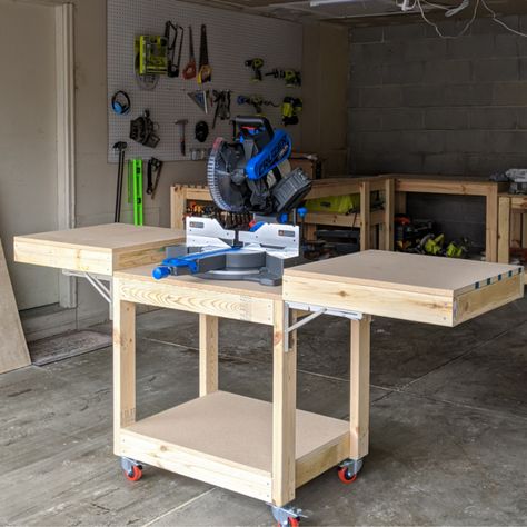 Miter Saw Stand Plans, Diy Miter Saw Stand, Workbench Plan, Garage Workbench Plans, Mitre Saw Station, Table Saw Workbench, Miter Saw Table, Mitre Saw Stand, Garage Atelier