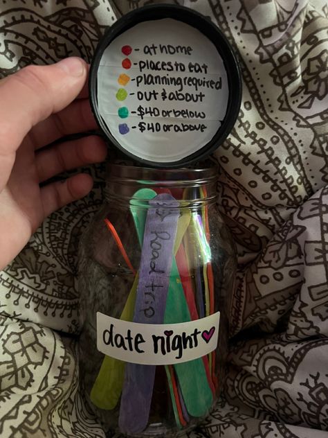 Diy Date Jar Ideas, Board Jar Ideas, Date Jar Categories, Jar Of Date Ideas, Mason Jar Date Night Ideas, Date Art Ideas, Date Idea Jar Diy, Date Night Crafts Diy, Solo Date Jar Ideas