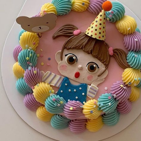 Cake Decorations Ideas, Kids Birthday Cakes, Artist Cake, Korean Cake, Dog Birthday Cake, Simple Cake Designs, Funny Birthday Cakes, Mini Cakes Birthday, Cute Drawing