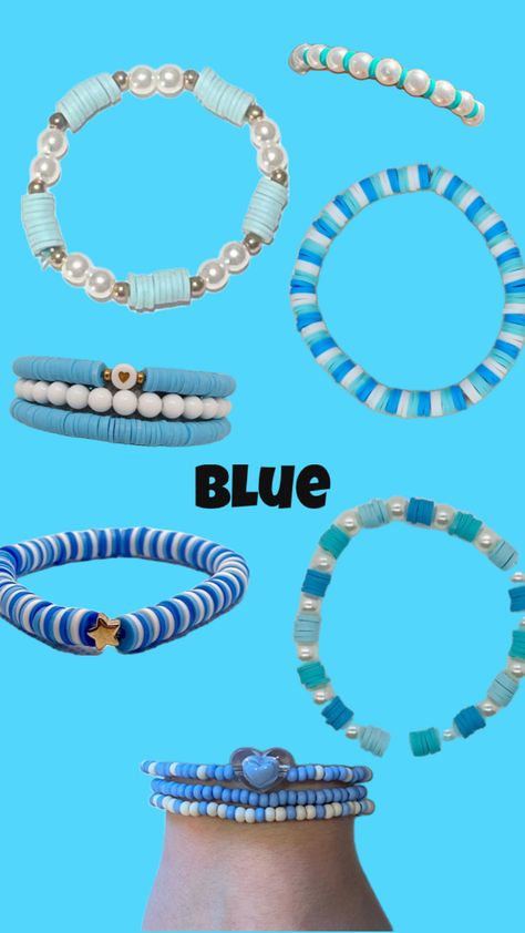 Good ideas for blue braclets Braclate Ideas Clay Beads, Clay Head Bracket Ideas, Braclate Ideas, Blue Bracelets, Clay Bead Bracelets, Clay Bead Necklace, Vbs 2024, Crystal Bead Jewelry, Clay Bracelet