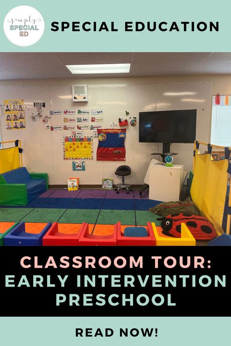 Early Intervention Preschool Classroom Tour - Simply Special Ed Special School Classroom, Special Ed Preschool Classroom, Special Ed Preschool Classroom Setup, Special Ed Preschool Activities, Special Ed Classroom Setup Elementary, Preschool Set Up Classroom Setup, Ecse Classroom Setup, Special Needs Classroom Setup, Special Ed Preschool